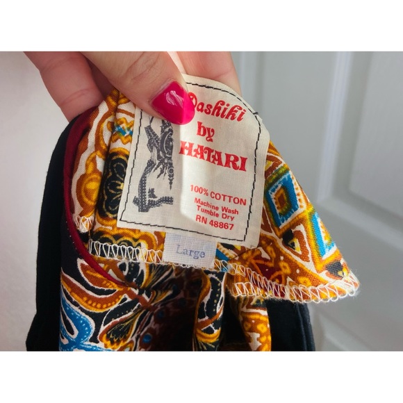 60s-70s African Style Dashiki Short Sleeve Shirt - Picture 3 of 6